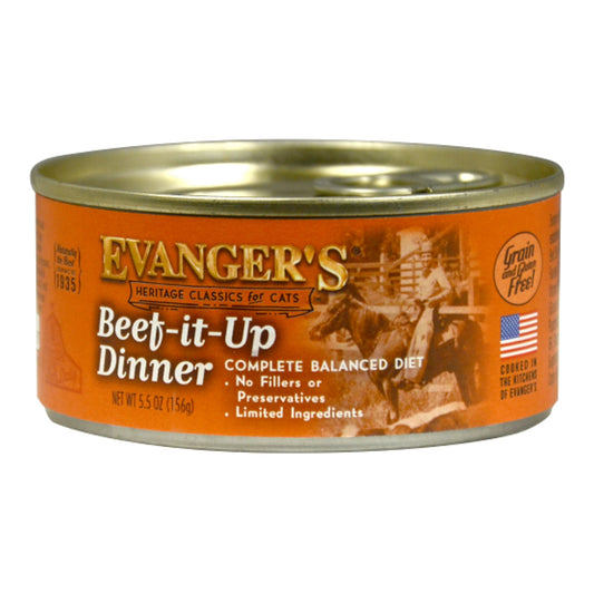 Evanger's Heritage Classic Wet Cat Food Beef It Up 24ea/5.5 oz, 24 pk