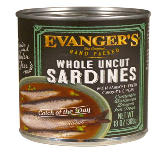 Evanger's Hand Packed Wet Dog Food Whole Uncut Sardines 12oz. (Case of 12)