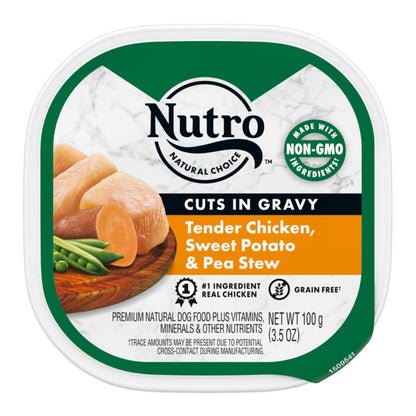 Nutro Products Grain Free Cuts in Gravy Adult Wet Dog Food Tender Chicken, Sweet Potato & Pea Stew 3.5oz. (Case of 24)