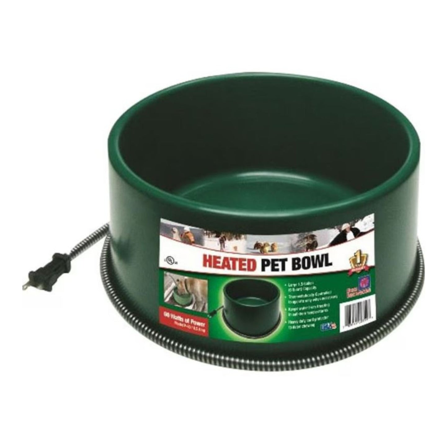 Plastic Heated Pet Bowl Round Green 1.5 Gal-60 Watt