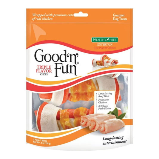 Good 'N' Fun Triple Flavor Chews Chicken/Pork/Beef 4 In-3Pack