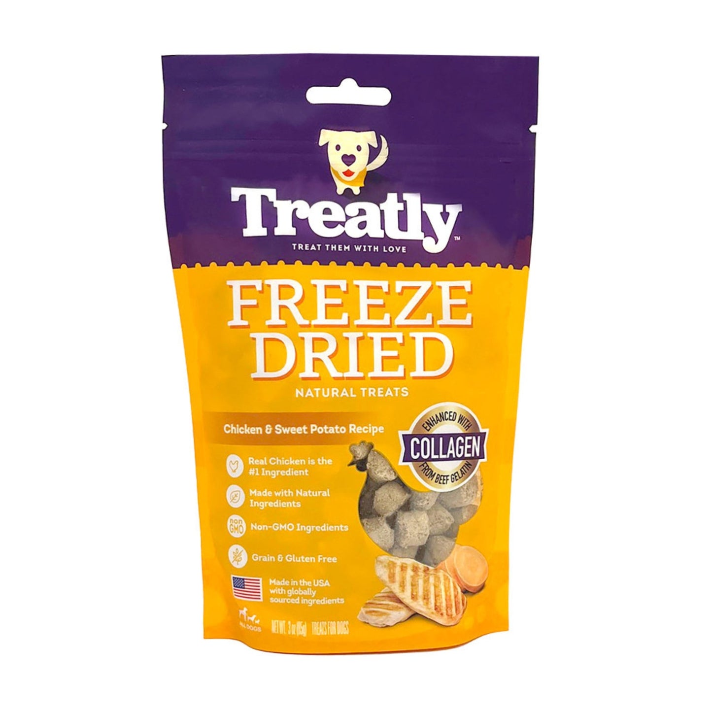 Treatly Freeze Dried Dog Treats Chicken & Sweet Potato, 1ea/3oz.