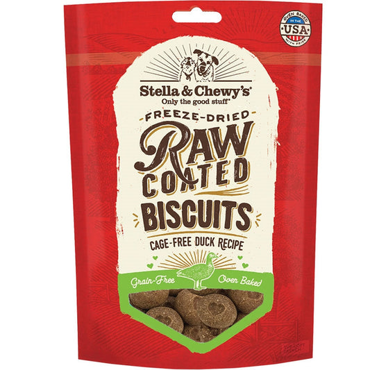 Stella And Chewys Dog Raw Coated Biscuits Duck 9oz.