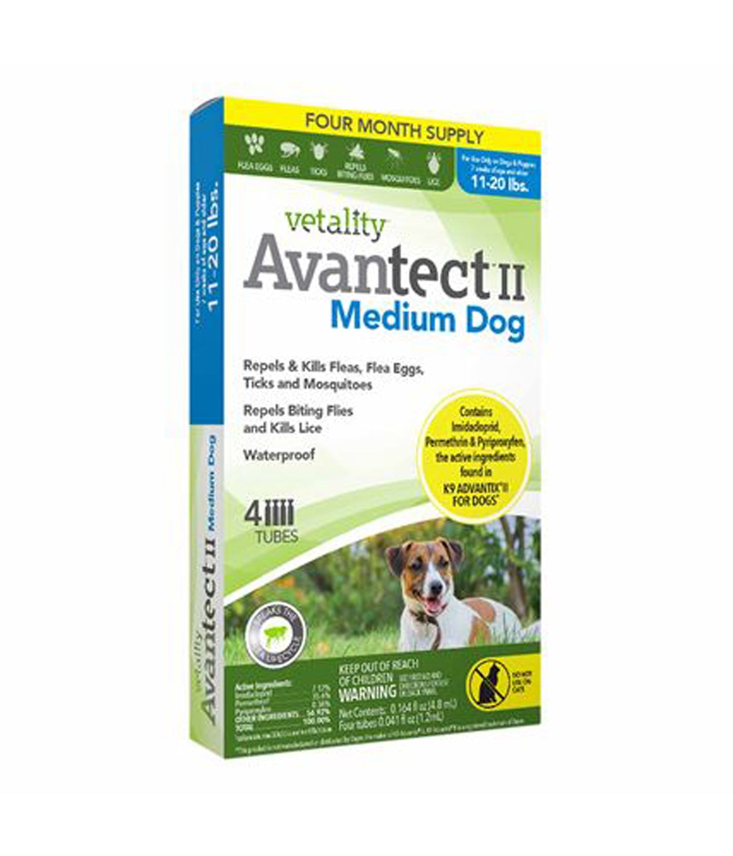 Vetality Avantect II Flea & Tick For Dogs 1ea/0.164 fl oz, 4 ct