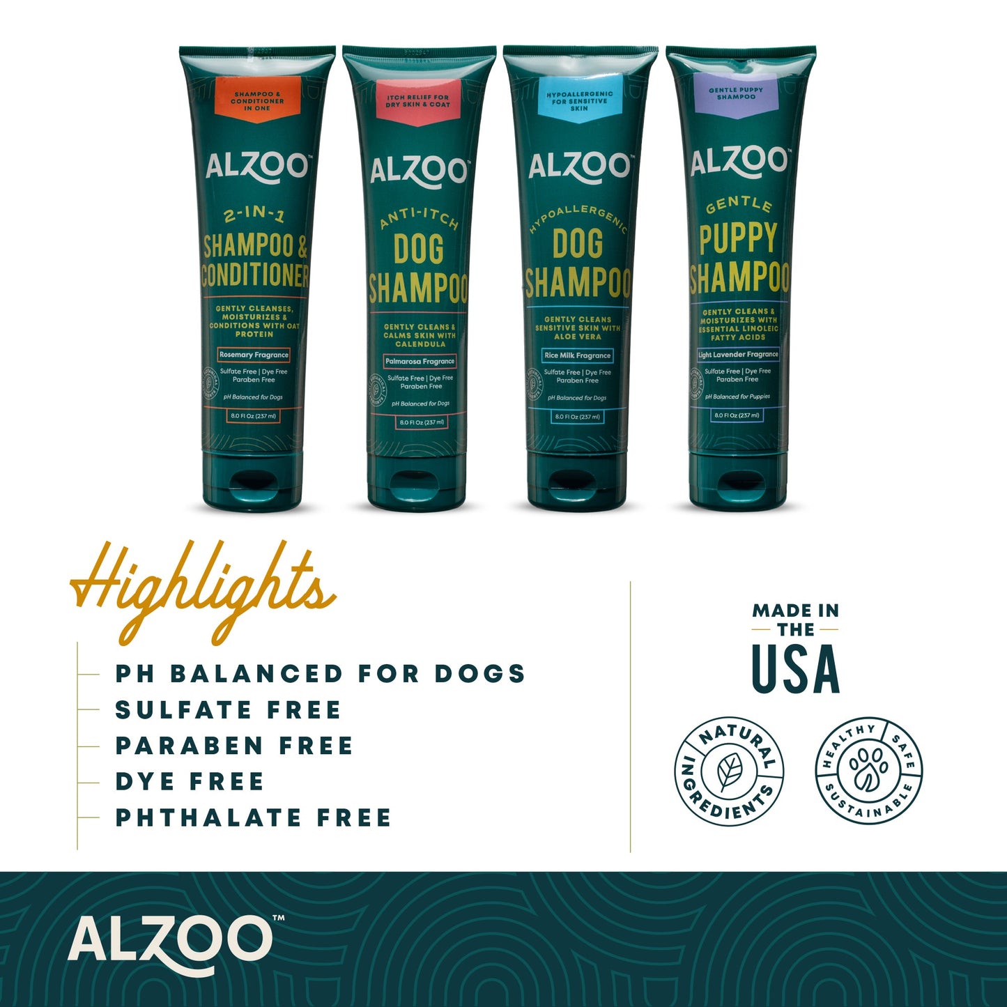 Alzoo Plant-Based Shampoo Hypoallergenic 8oz.