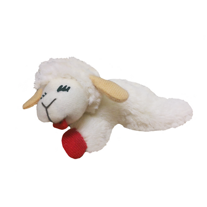 Multipet Lamb Chop Catnip Toy White-Red 4in SM