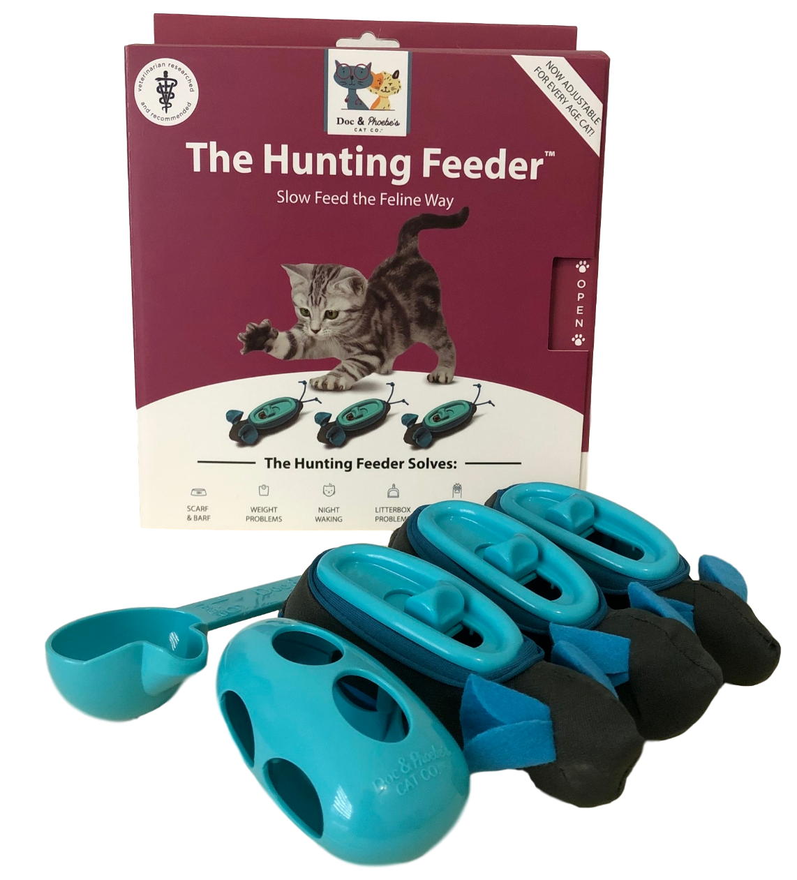 Doc & Phoebe Indoor Hunting Cat Feeder Blue, Gray 1ea/3 pk