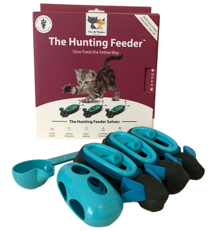 Doc & Phoebe Indoor Hunting Cat Feeder Blue, Gray 1ea/3 pk