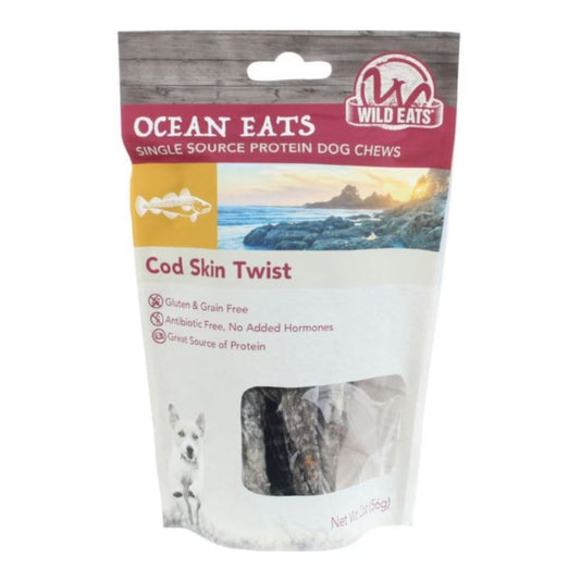 Wild Eats Cod Skin Twist Dog Chews Cod 2oz.