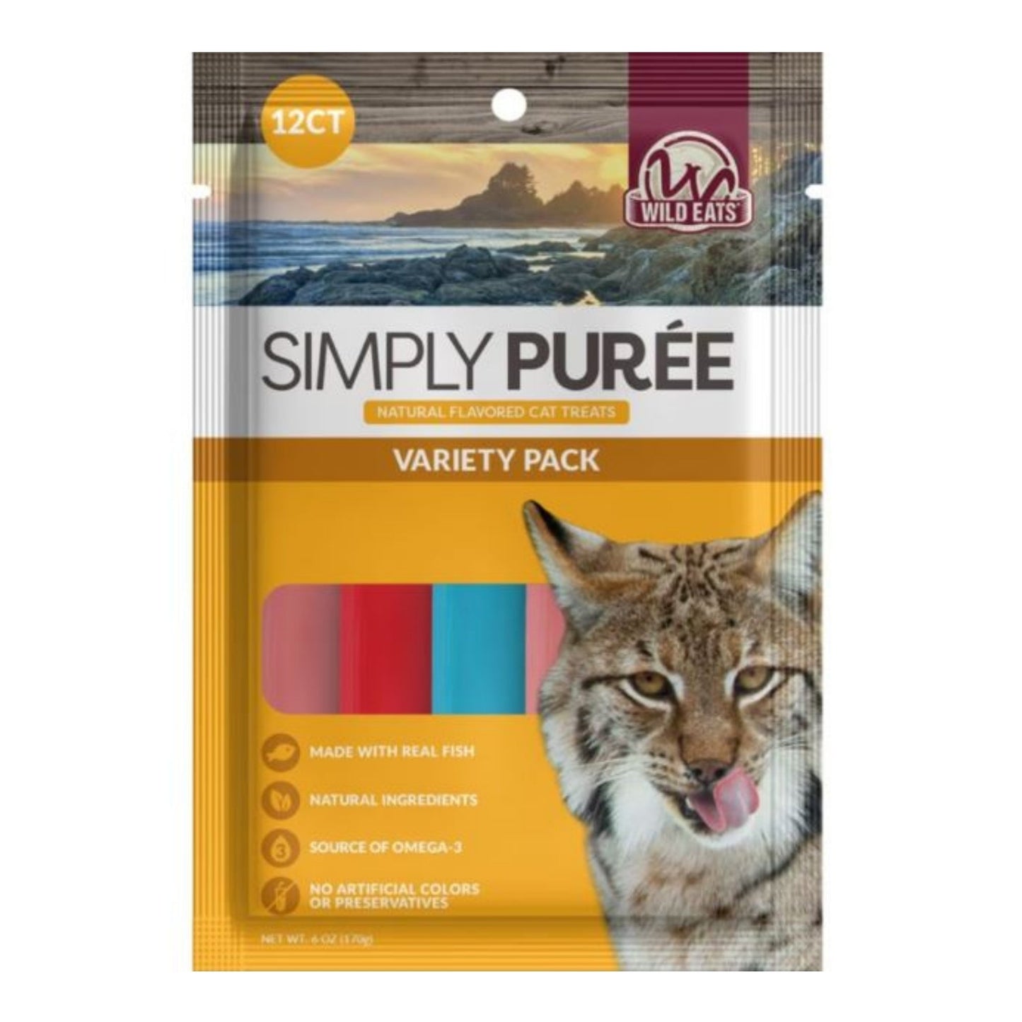 Wild Eats Cat Puree Treats Tuan/Snapper/Salmon 12 Pk