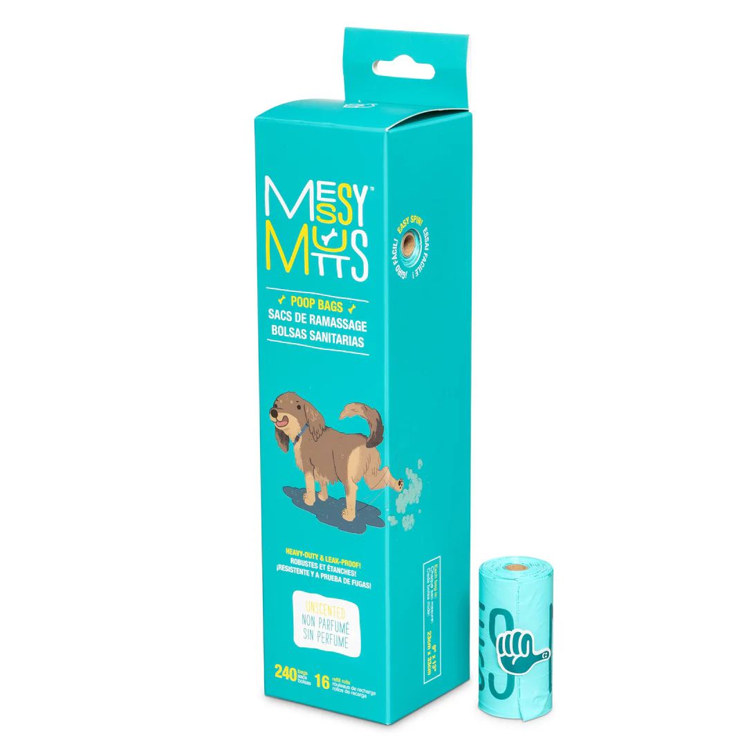 Messy Mutts Dog Advanced Biorecycle Poop Bag Teal 16 Rolls 240 Count