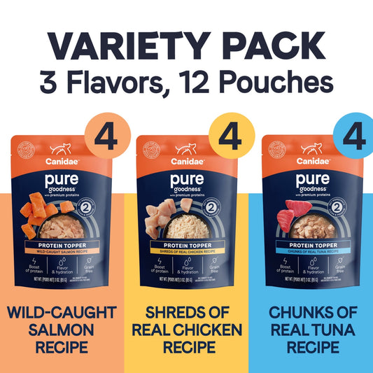 Pure Goodness Protein Topper Variety Pack Salmon/Chicken/Tuna 3oz. (Case of 12)