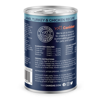 Pure Canned Grain Free Dog Food Lamb/Turkey/Chicken 13oz. (Case of 12)