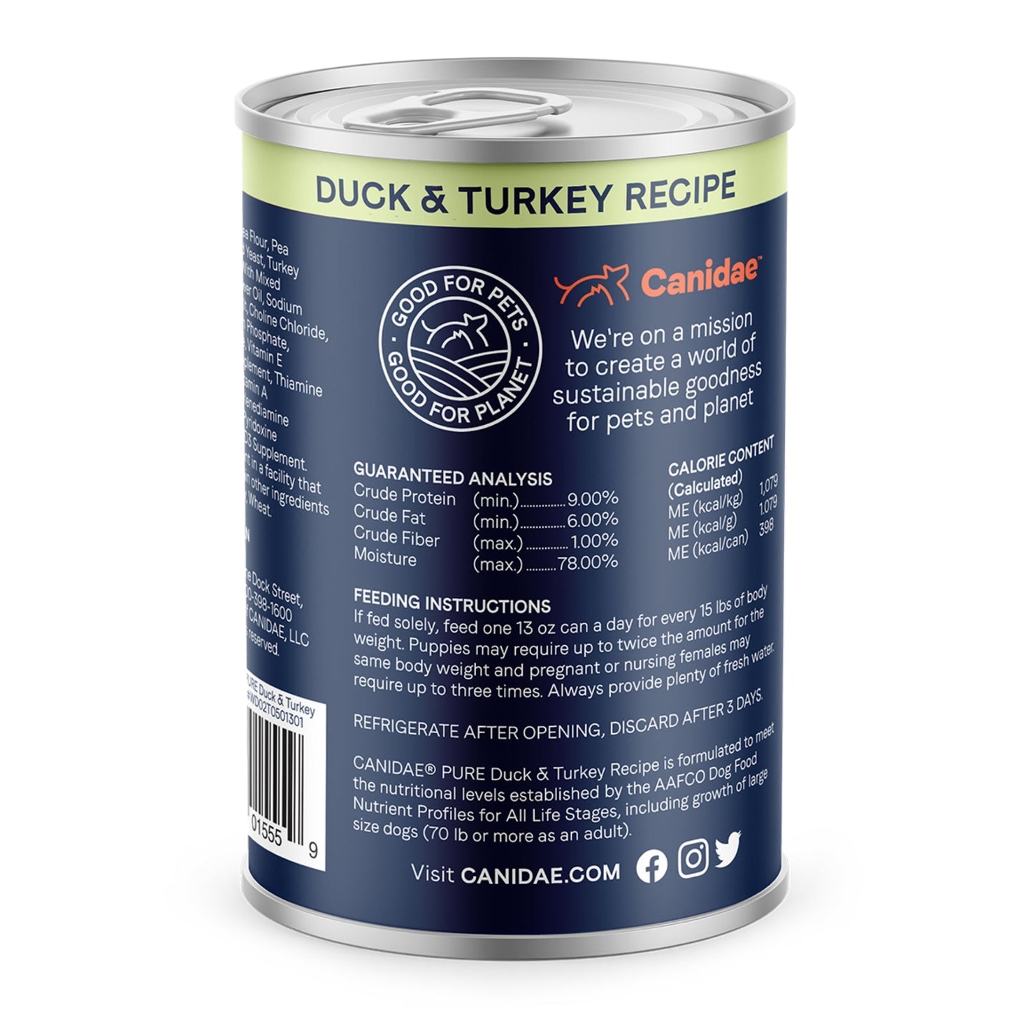 Pure Canned Grain Free Dog Food Duck/Turkey 13oz. (Case of 12)