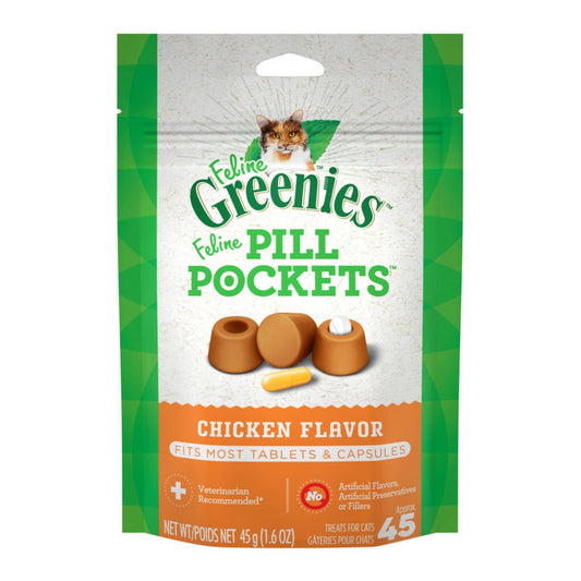 Greenies Feline Pill Pockets Cat Treats Chicken 1ea/1.6 oz, 45 ct