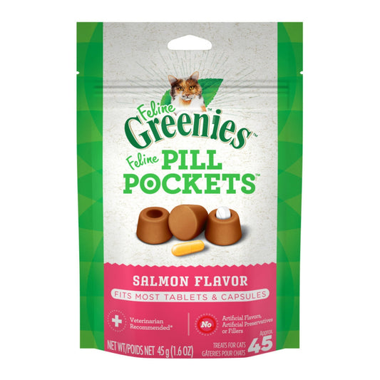 Greenies Feline Pill Pockets Cat Treats Salmon 1ea/1.6 oz, 45 ct