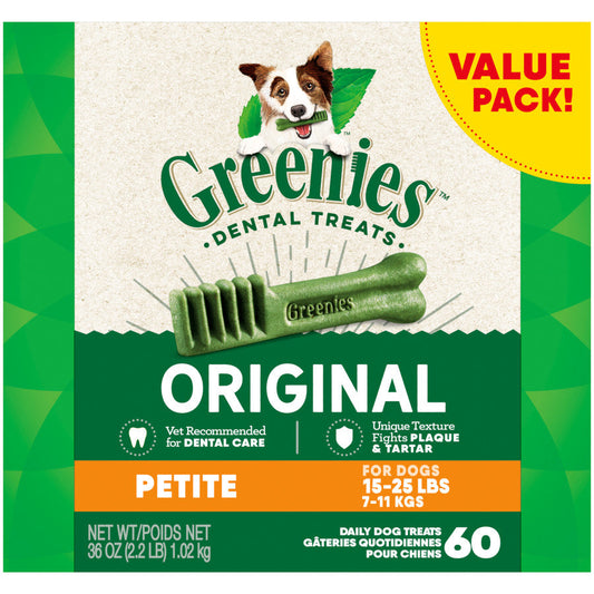 Greenies Dog Dental Treats Petite Original 1ea/36 oz, 60 ct