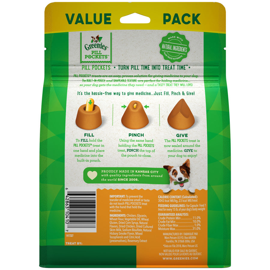 Greenies Pill Pockets for Capsules Chicken 1ea/60 ct, 15.8 oz