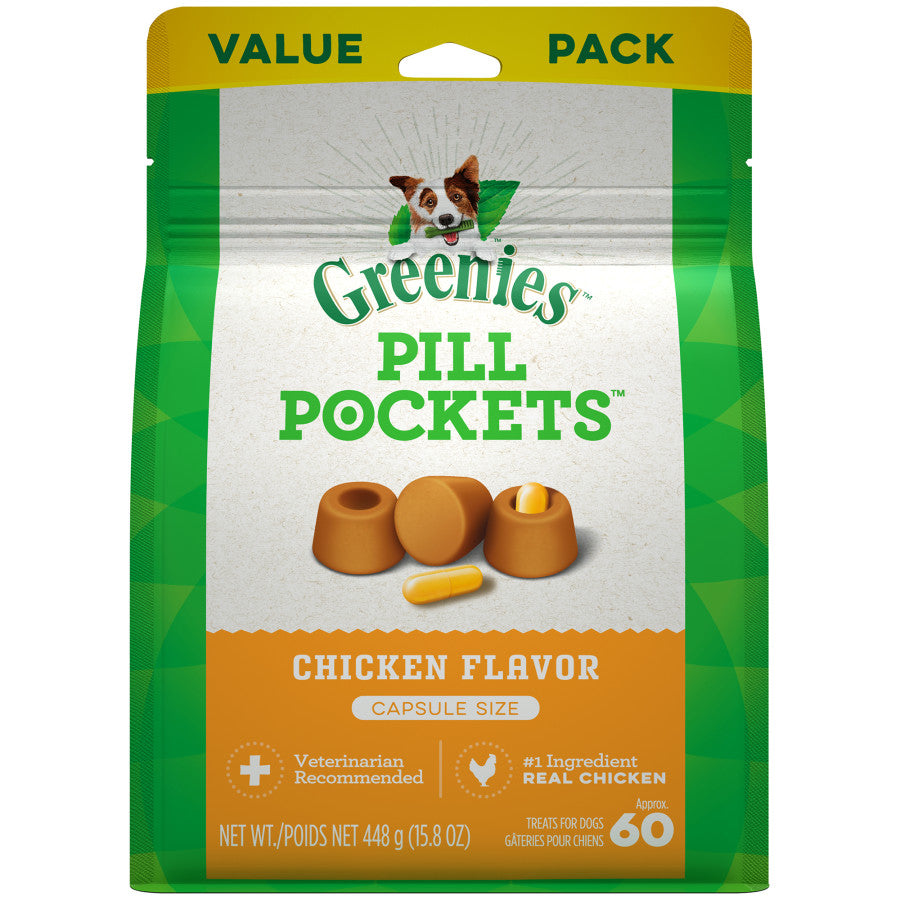 Greenies Pill Pockets for Capsules Chicken 1ea/60 ct, 15.8 oz