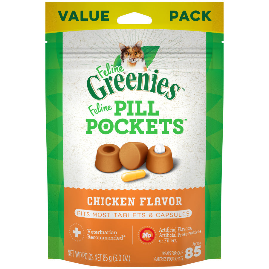 Greenies Feline Pill Pockets Cat Treats Chicken 1ea/3 oz, 85 ct