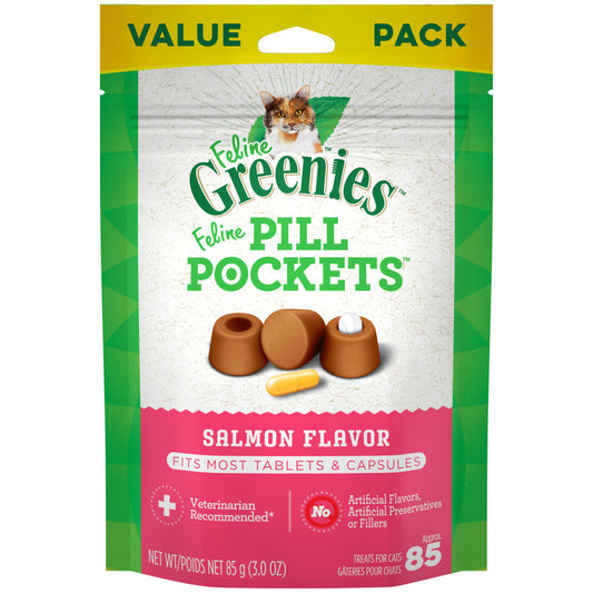 Greenies Feline Pill Pockets Cat Treats Salmon 1ea/3 oz, 85 ct