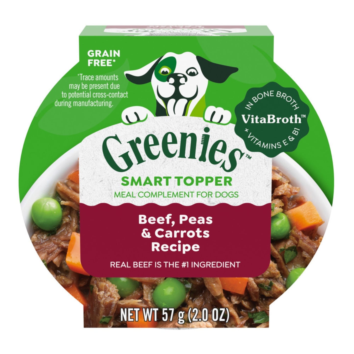 Greenies Smart Topper Grain-Free Meal Compliment for Dogs Beef, Peas & Carrots, 10ea/2oz. (Case of 10)