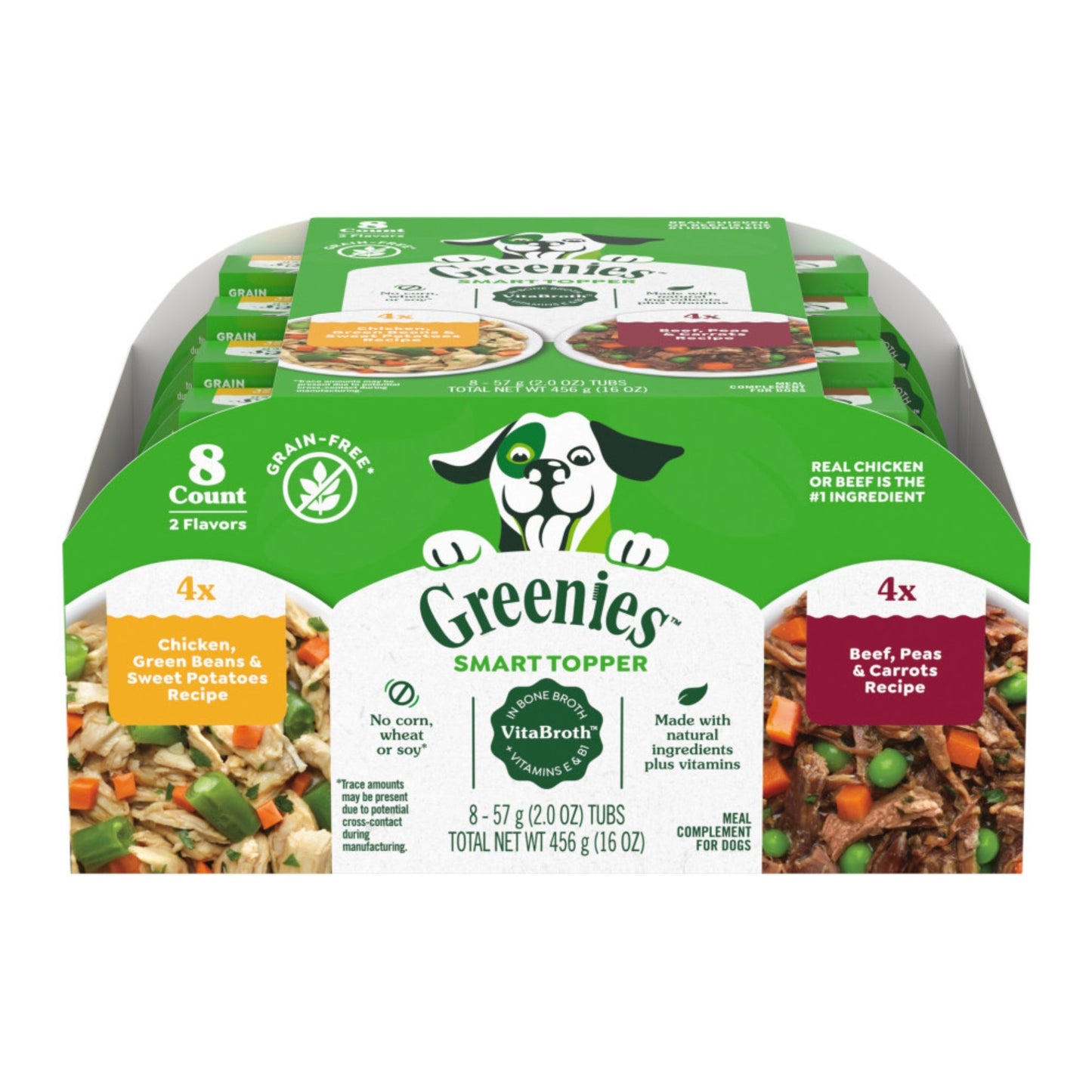 Greenies Smart Topper Grain-Free Meal Compliment for Dogs Variety Pack (Chicken & Beef), 2ea/2oz., 8 pk