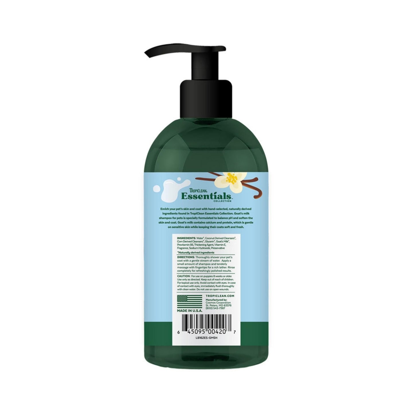 TropiClean Essentials Goat's Milk Shampoo for Dogs, Puppies & Cats 1ea/16 oz