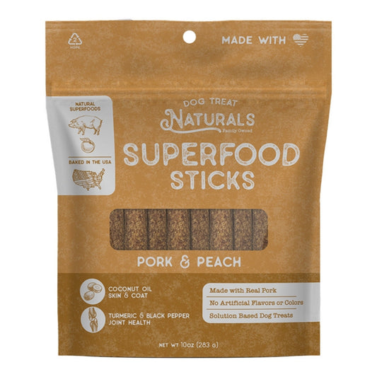 Dog Treat Naturals Dog Superfood Sticks Pork & Peach 10Oz