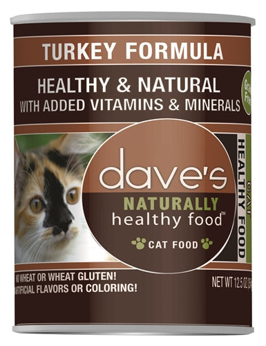 Dave's Naturally Healthy Cat Food; Turkey Formula 12.5oz. (Case of 12)