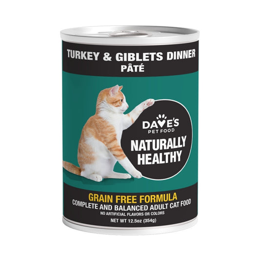 Dave's Naturally Healthy Cat Food; Turkey and Giblets Pate Dinner 13.2oz. (Case of 12)