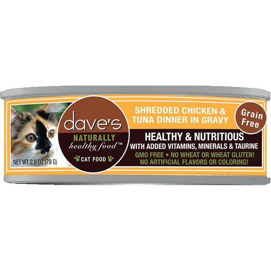 Dave's Cat Grain Free Shredded Chicken N Tuna 2.8oz. (Case of 24)