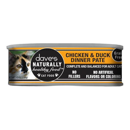 Dave's Pet Food Cat Grain Free Naturally Healthy Chicken Duck 5.5oz. (Case of 24)