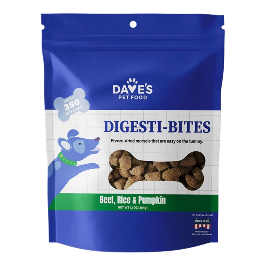 Dave'S Pet Food Dog Digesti-Bites Freeze-Dried Beef Rice & Pumpkin 12Oz