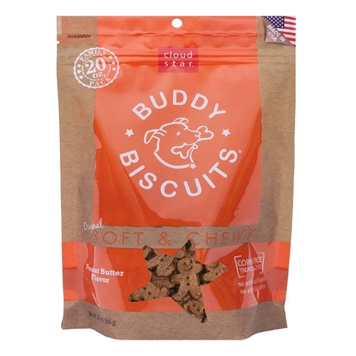 Cloud Star Original Soft and Chewy Buddy Biscuits With Peanut Butter Dog Treats; 20-Oz. Bag