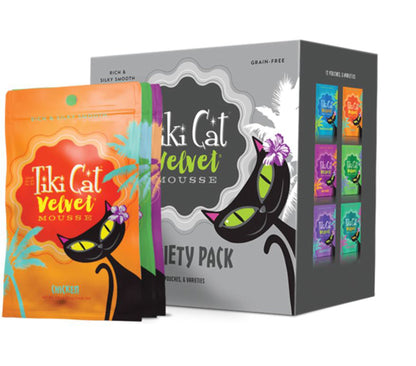 Tiki Pets Cat Velvet Mousse 2.8oz. Variety Pack (Case of 12)