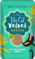 Tiki Pets Cat Velvet Mousse Tuna and Chicken in Broth 2.8oz. (Case of 12)