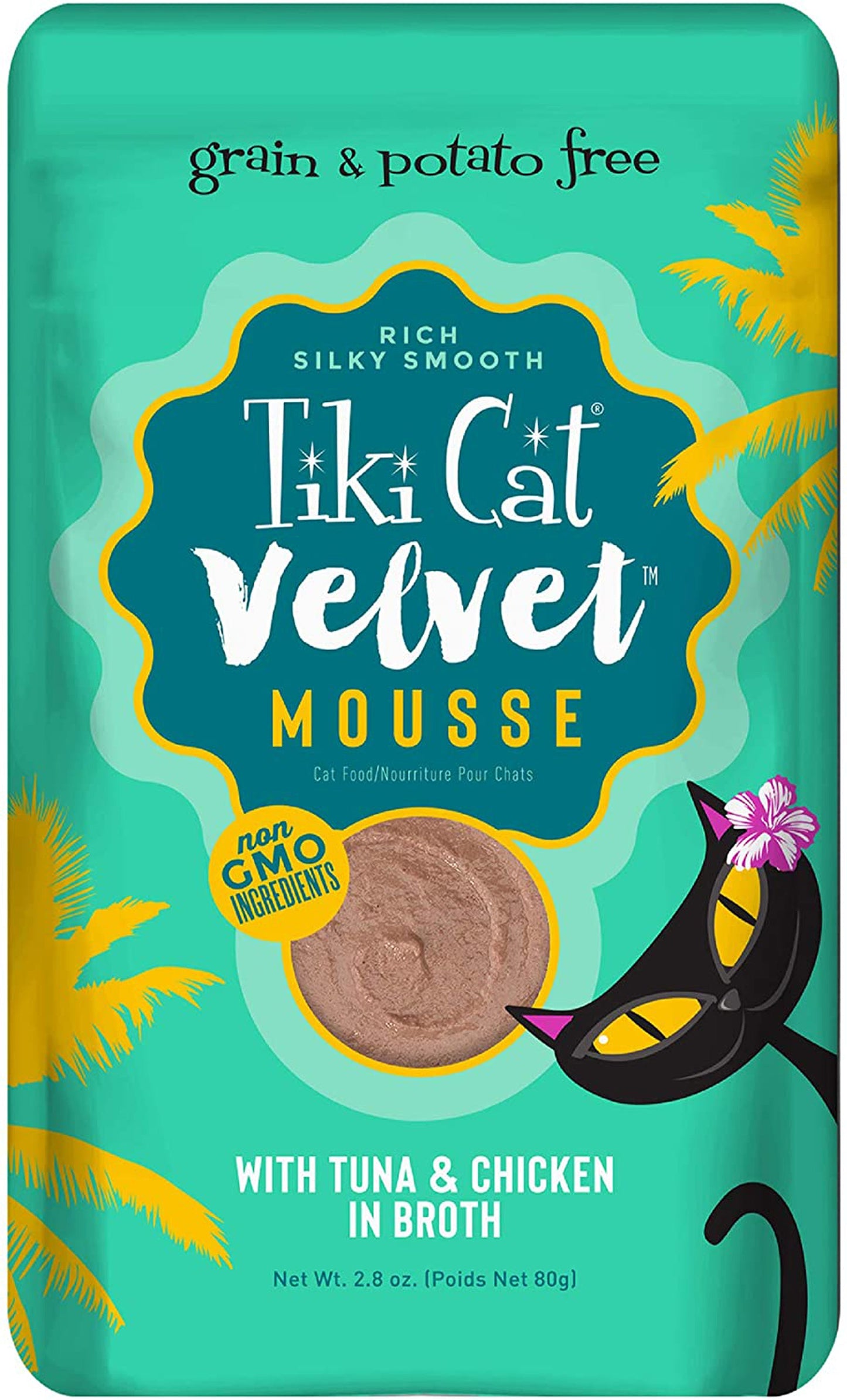 Tiki Pets Cat Velvet Mousse Tuna and Chicken in Broth 2.8oz. (Case of 12)