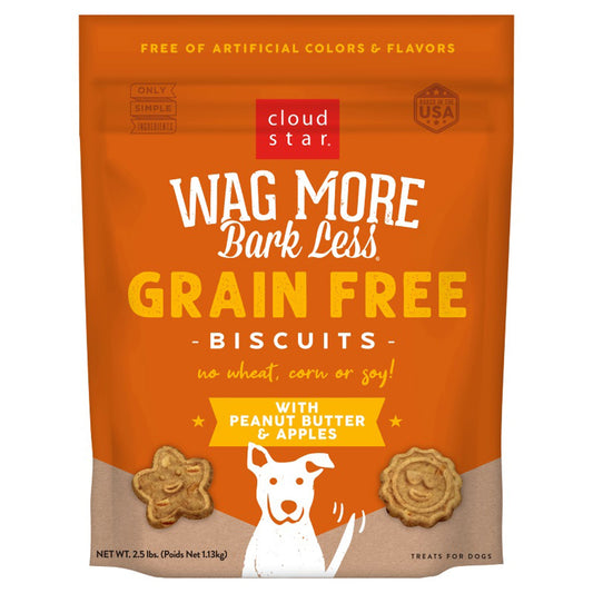 Cloudstar WAG MORE DOG GRAIN FREE PEANUT BUTTER and APPLES 2.5LB