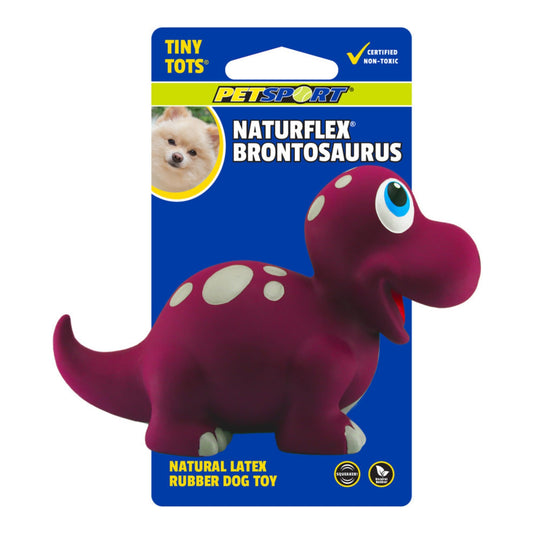 Petsport USA NaturFlex Dinosaur Latex Dog Toy Brontosaurus, 4ea/4 in, Tiny Tot