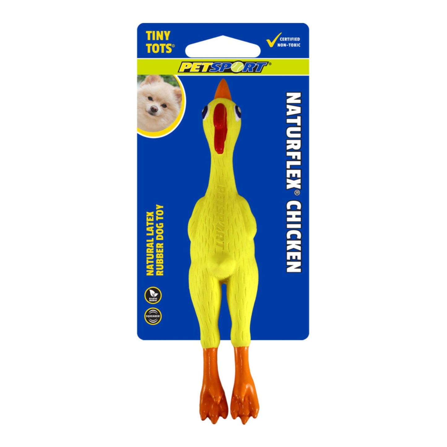 Petsport USA NaturFlex Natural Latex Rubber Dog Toy Chicken, 1ea/6 in, Tiny Tot