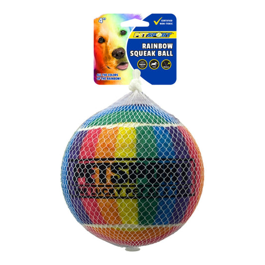 Petsport USA Rainbow Squeak Ball Dog Toy 1ea/4 in, 1 pk