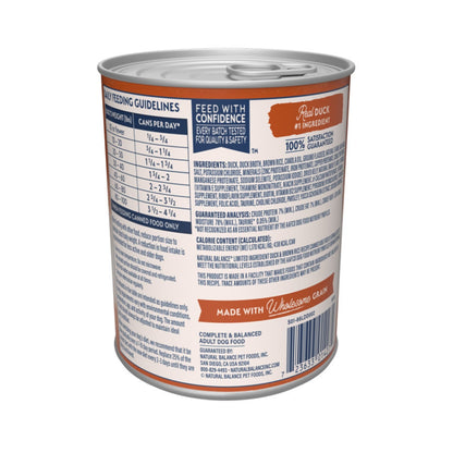 Natural Balance Pet Foods LID Reserve Canned Dog Food Duck & Brown Rice 13oz. (Case of 12)