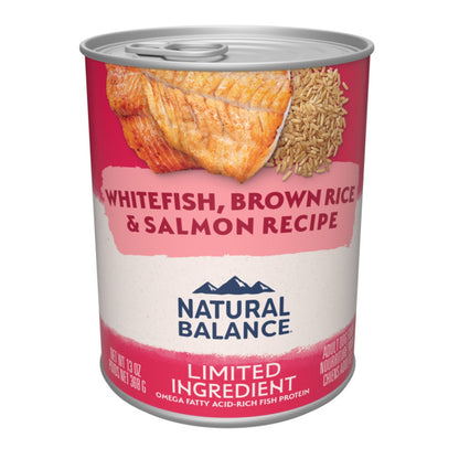 Natural Balance Pet Foods L.I.D. Wet Dog Food Whitefish, Brown Rice & Salmon 13oz. (Case of 12)