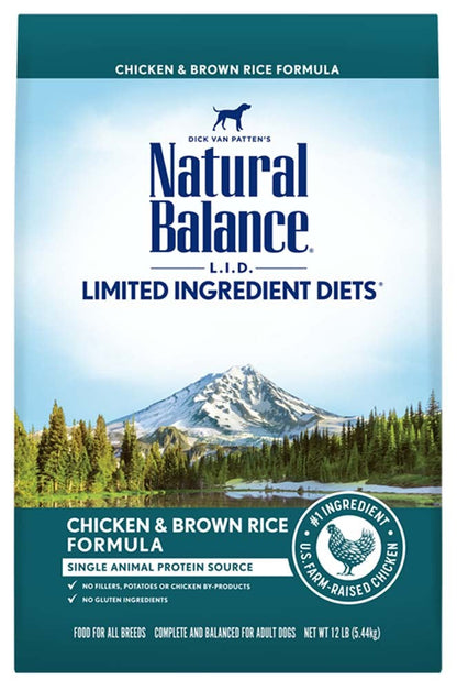 Natural Balance Pet Foods L.I.D. Adult Dry Dog Food Chicken & Brown Rice 1ea/12 lb