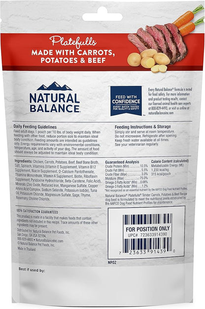 Natural Balance Pet Foods Platefulls Wet Dog Food Tender Beef & Potato Recipe 9oz. (Case of 12)