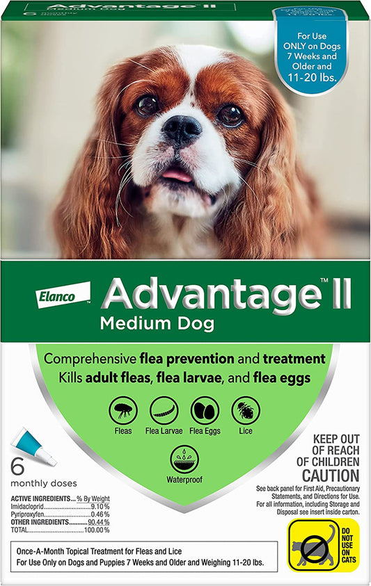 Advantage Ii Dog Meduim Teal 6-Pack (3packs)