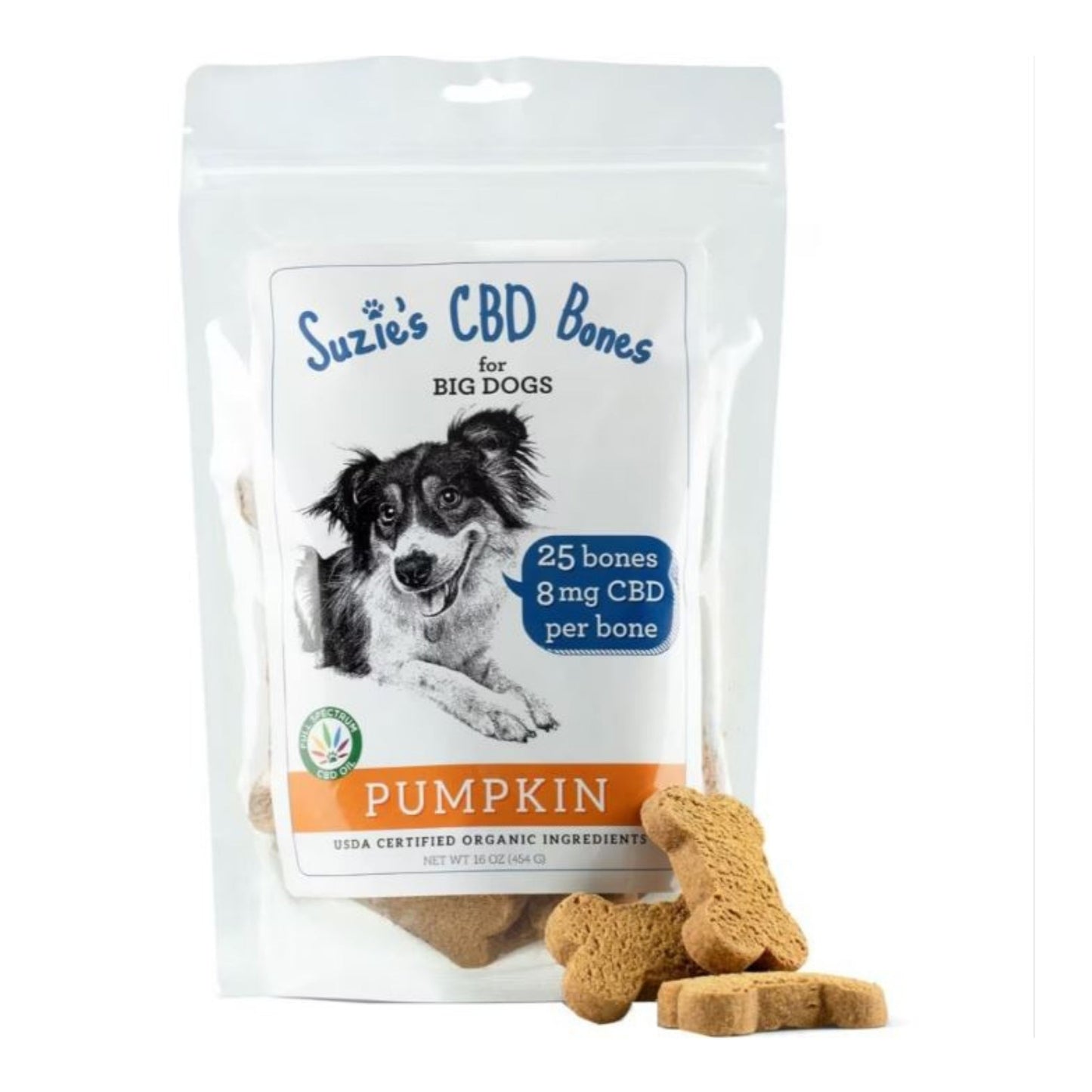 Suzie's CBD Bones For Big Dogs Pumpkin 16oz.-8mg