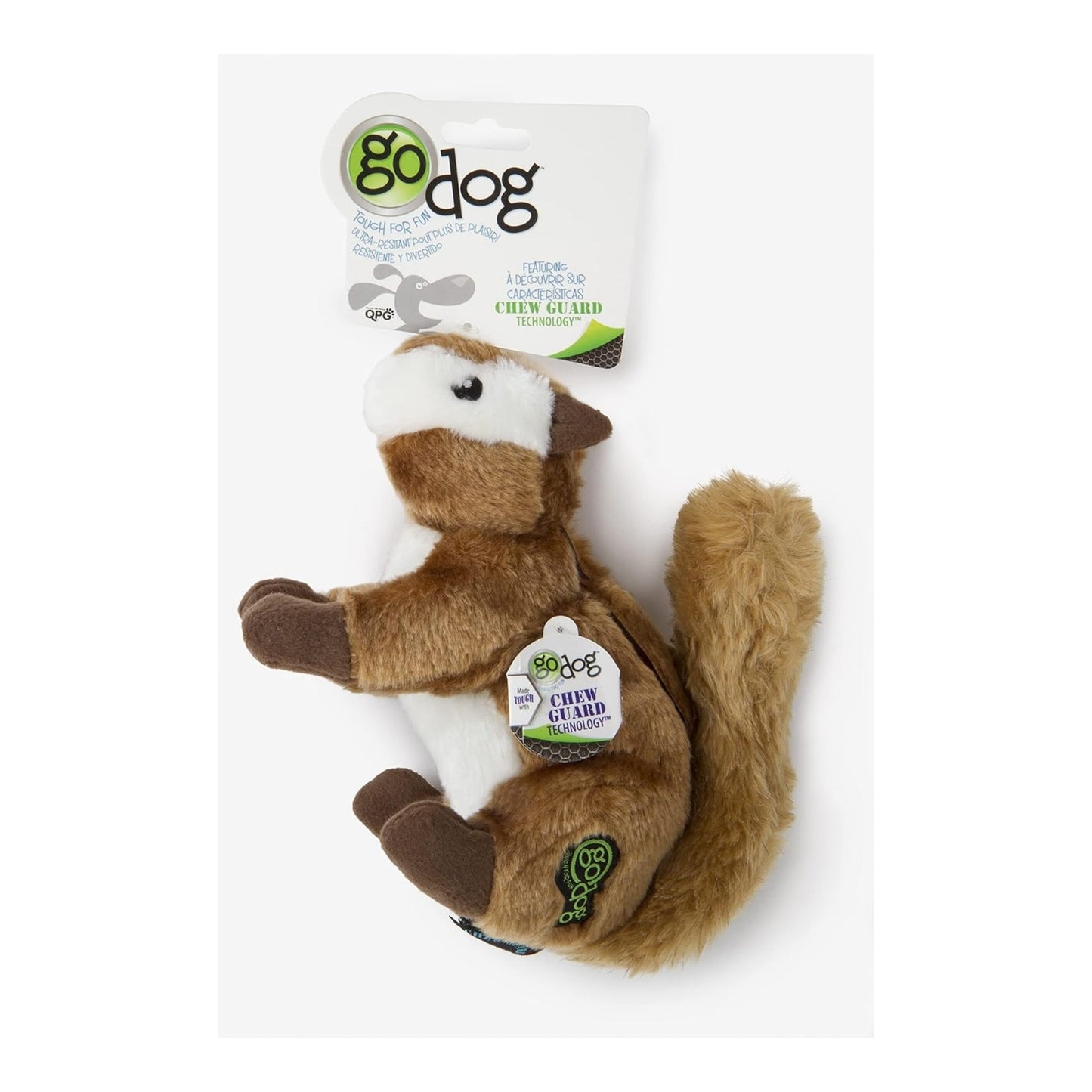 Godog Wildlife Chipmunk Squeaky Plush Dog Toy Brown Large