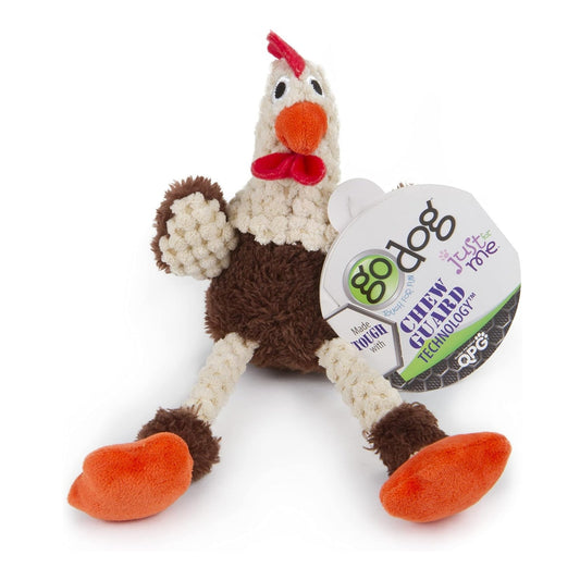 Godog Just For Me Skinny Rooster Dog Toy Brown Mini